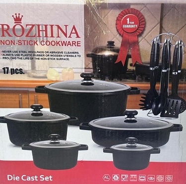 سرویس  قابلمه آلومینیوم دایکاست (چدن)17 پارچه رژینا ROZHINA